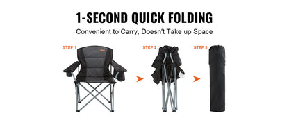 Outdoor Folding Camping Chair — Ultralight Portable Beach, Hiking, Picnic & Fishing Seat, 350lbs Load Capacity