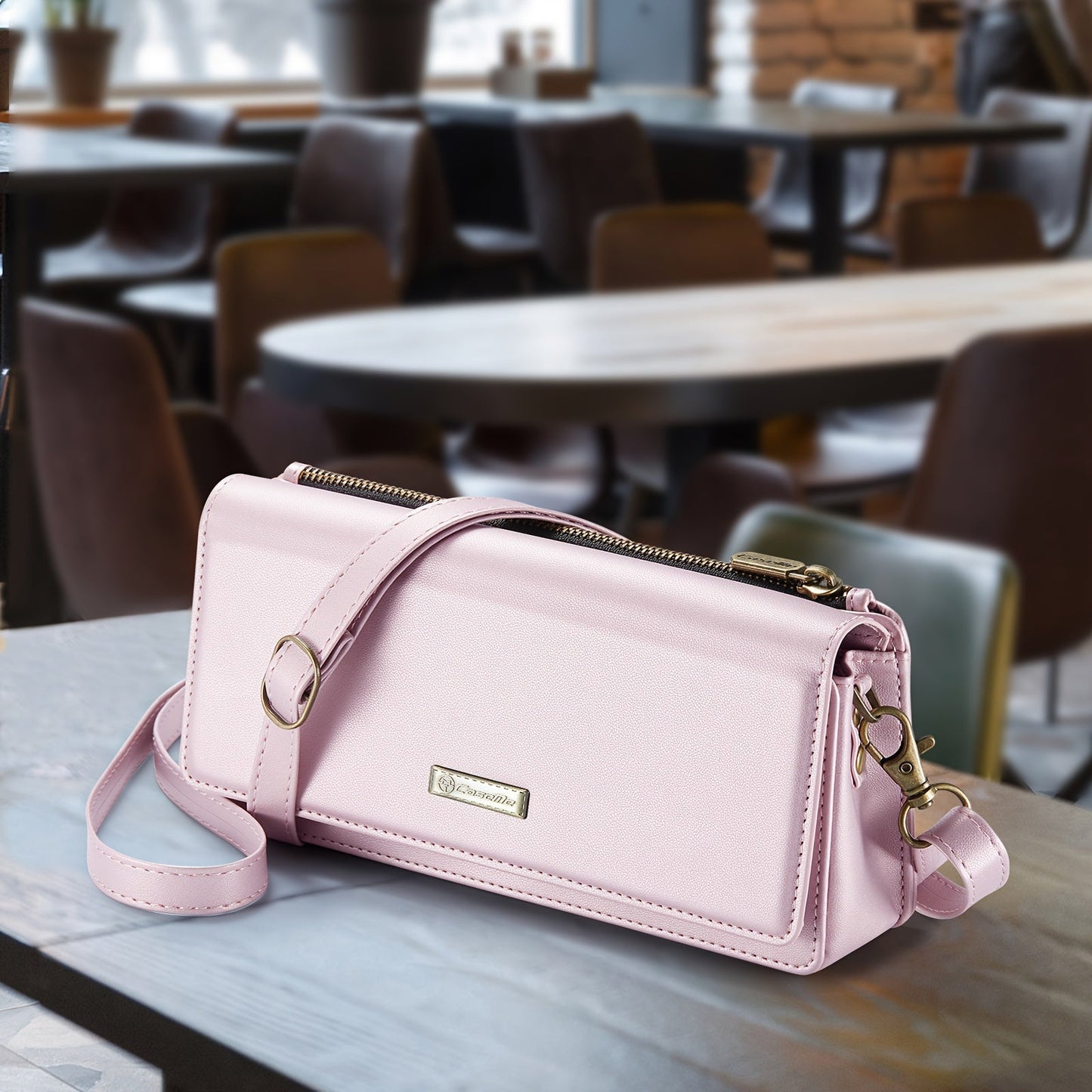 Crossbody Cell Phone Wallet for Women - RFID Blocking, Multi Card Slots, Detachable Wristlet and Shoulder Strap, Zipper Pocket