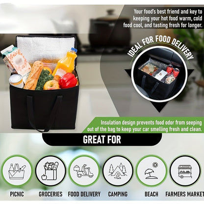3 Pack Insulated Grocery Bags – Non-Woven Shopping Totes with Zipper, Collapsible for Food Transport