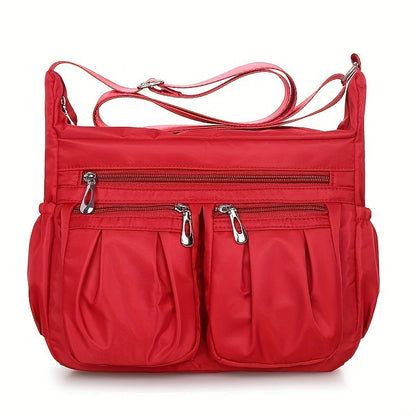 Waterproof Nylon Crossbody Bag for Women - Multi-Compartment Shoulder Purse with Zipper, Casual Everyday Bag for Middle-Aged and Elderly