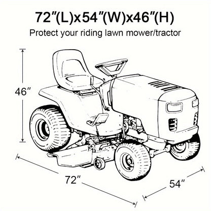 Heavy Duty Waterproof Lawn Mower Cover – 72"x54"x46" with UV Protection for Riding Lawn Tractors