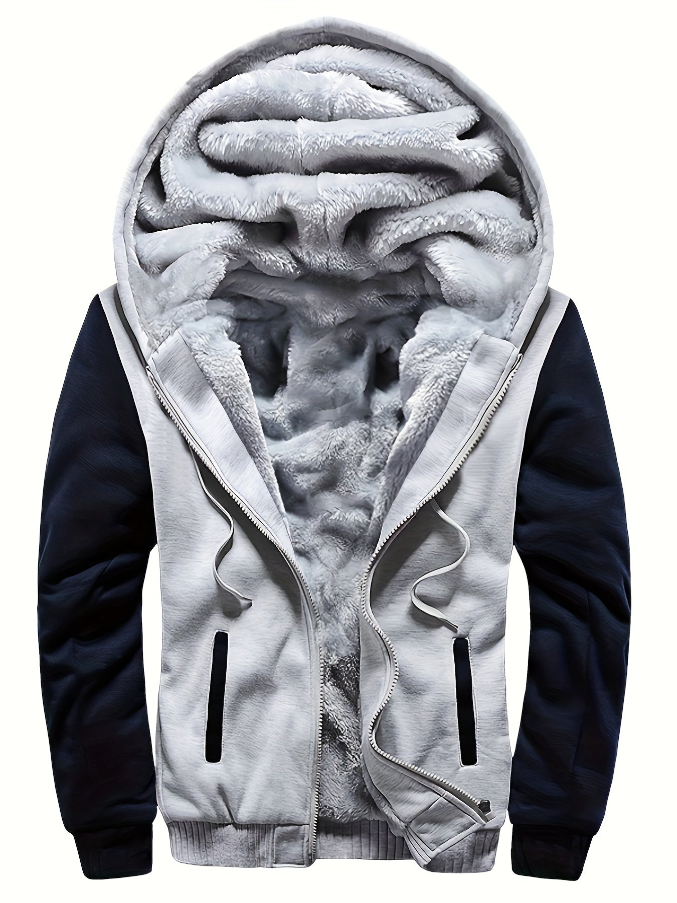 WarmthMax Fleece Hooded Jacket - Soft, Breathable, Water-Resistant Insulating Coat for Fall & Winter Outdoor Activities, Color Block Design
