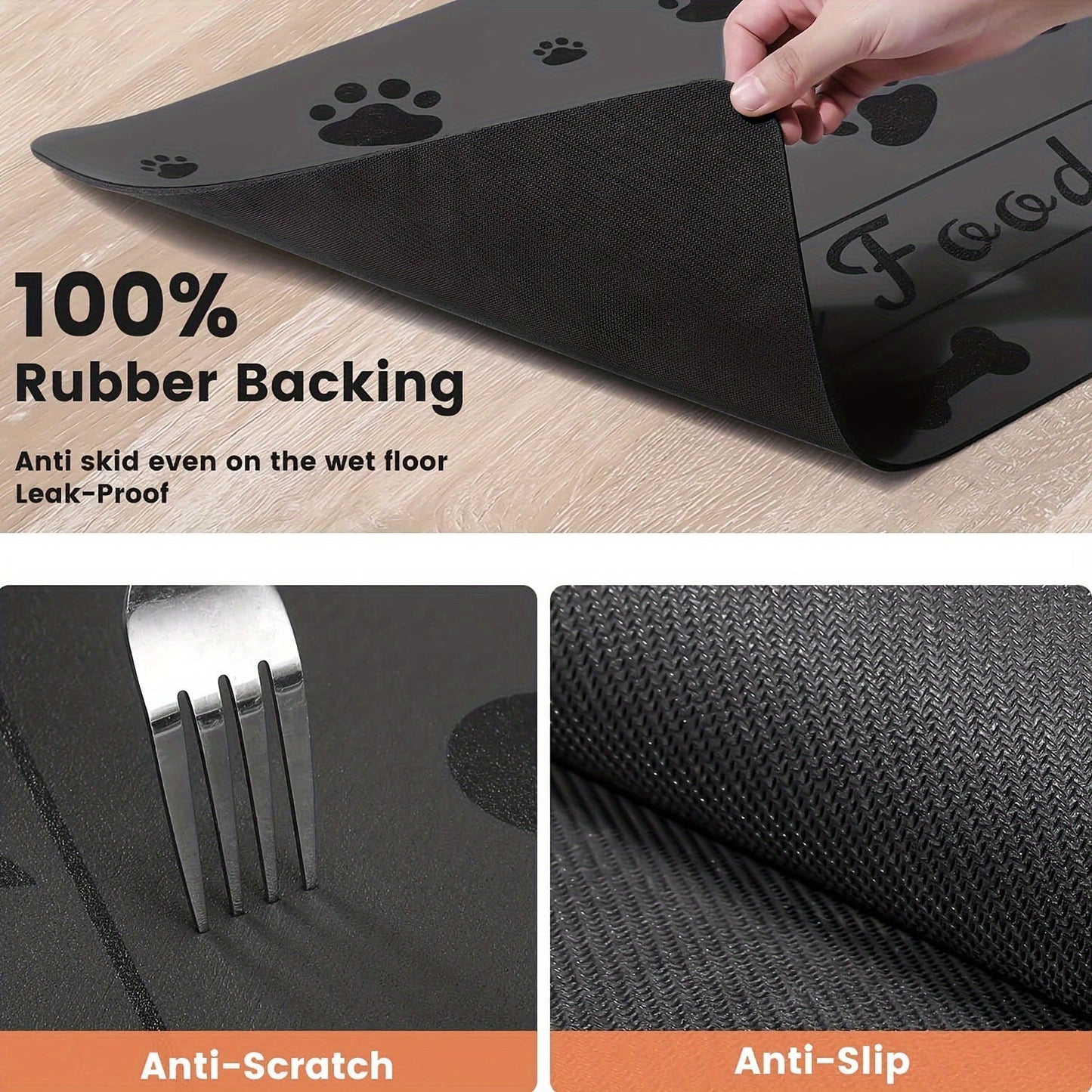 Super Absorbent Dog Bowl Mat - Quick-Dry Feeding Mat for Food and Water, Easy-Clean Dog Food Mat for Floors