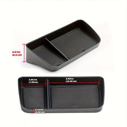 Vehicle Dashboard Organizer Storage Tray - Durable Plastic Car Console Pocket for Coins, Keys, and Phone - Universal Fit with Non-Slip Rubber Mats