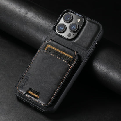 Suteni Luxury PU Leather Card Holder Phone Case - Compatible with iPhone 15 Pro Max, 14 Plus, 13, 12, 11, XR, XS Max