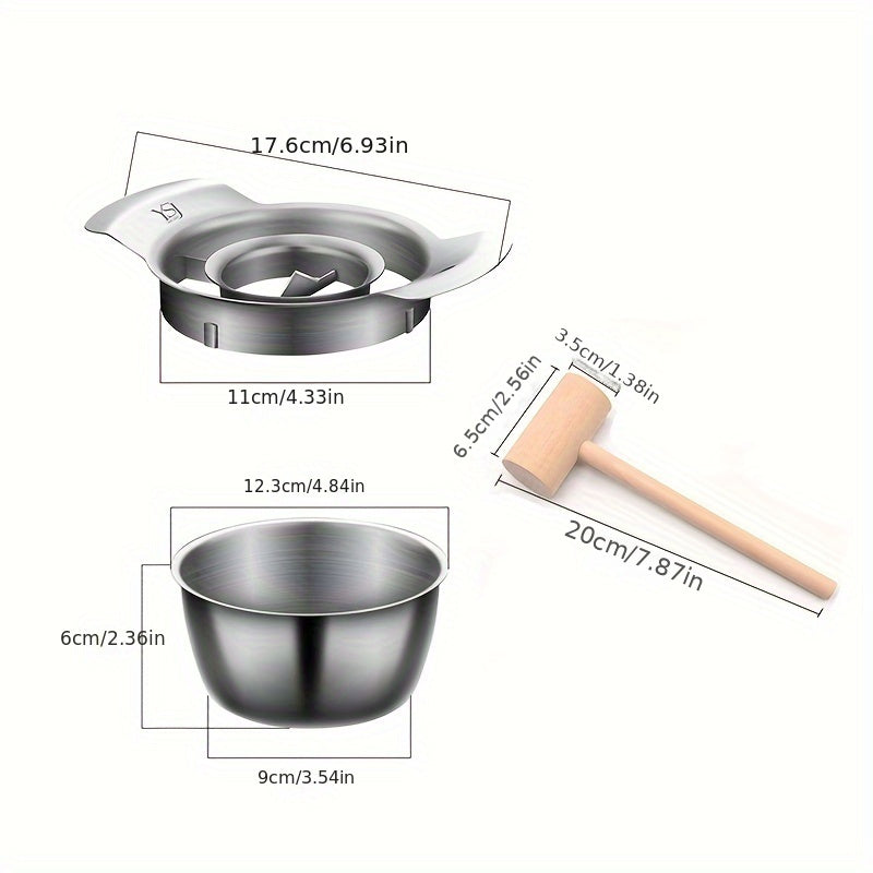 3pcs Pomegranate Peeling Tool Set - 304 Stainless Steel Deseeder, Aril Removal and Fruit Peeler for Easy Use