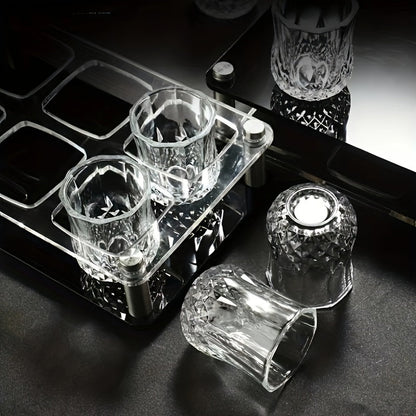 6pcs Luxurious Crystal Cut 50ml Glass Shot Glasses – Reusable, Durable Whiskey Tumblers for Bar & KTV, Hand Wash Only, Perfect for Entertaining Guests