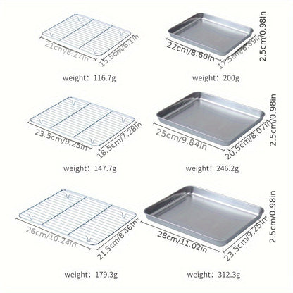 6 Piece Stainless Steel Baking Sheet & Rack Set – Heavy-Duty, Non-Toxic, Easy-Clean Oven Trays with Cooling Racks, Dishwasher Safe