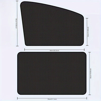 4 Pack Car Window Sunshade Curtains – Magnetic Attachment, Polyester Thermal Insulated Fabric, Sun Blocker Panels for Vehicle Protection