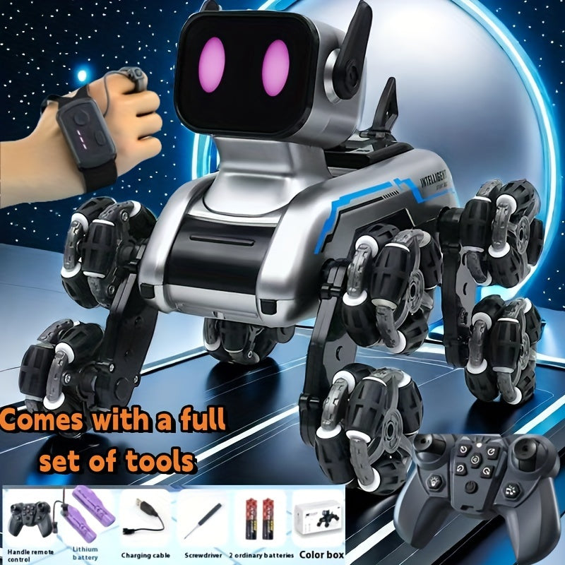 2024 Upgraded 8WD Stunt Robot Dog - Dual-Electric, Eight-Wheeled, Intelligent Gesture Control, Spray Drift and Climbing Features, Deformable Electric Toy Car, Ideal Children's Gift