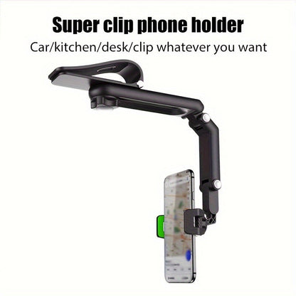Universal 1080° Rotating Sun Visor Cellphone Car Holder – Multi-Functional Mobile Phone Mount, Fits iPhone 7, 7 Inch Support, Adjustable Viewing Angle
