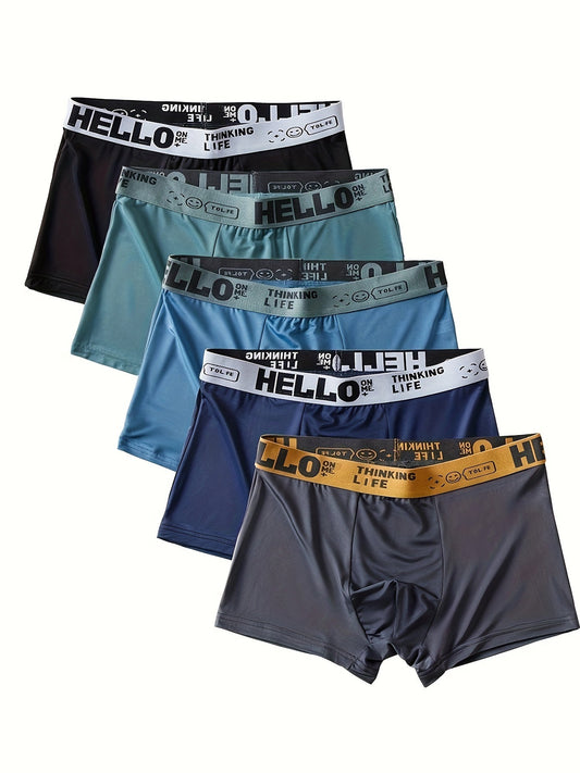 5-Pack Men’s Breathable Ice Silk Boxer Briefs – Ultra Comfy, Elastic, and Durable for Hiking and  Outdoor Activities – Quick-Drying, Semi-Sheer Knit Fabric for Maximum Comfort
