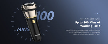 Sejoy Electric Razor for Men – 3-Blade Foil Shaver with 7500 RPM High-Speed Motor & Digital Power Display