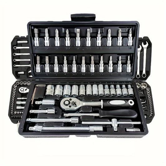 Car Repair Tools Set: Multi-Purpose Automotive Maintenance Kit with Ratchet Torque Wrench & Screwdrivers, Portable for Auto, Bike, and Motorcycle