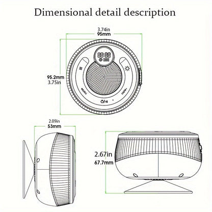 Portable Wireless Bathroom Speaker with Suction Cup - Stereo Sound, Built-In Microphone, 9-Hour Battery Life - Ideal for Travel, Parties and Outdoor Use