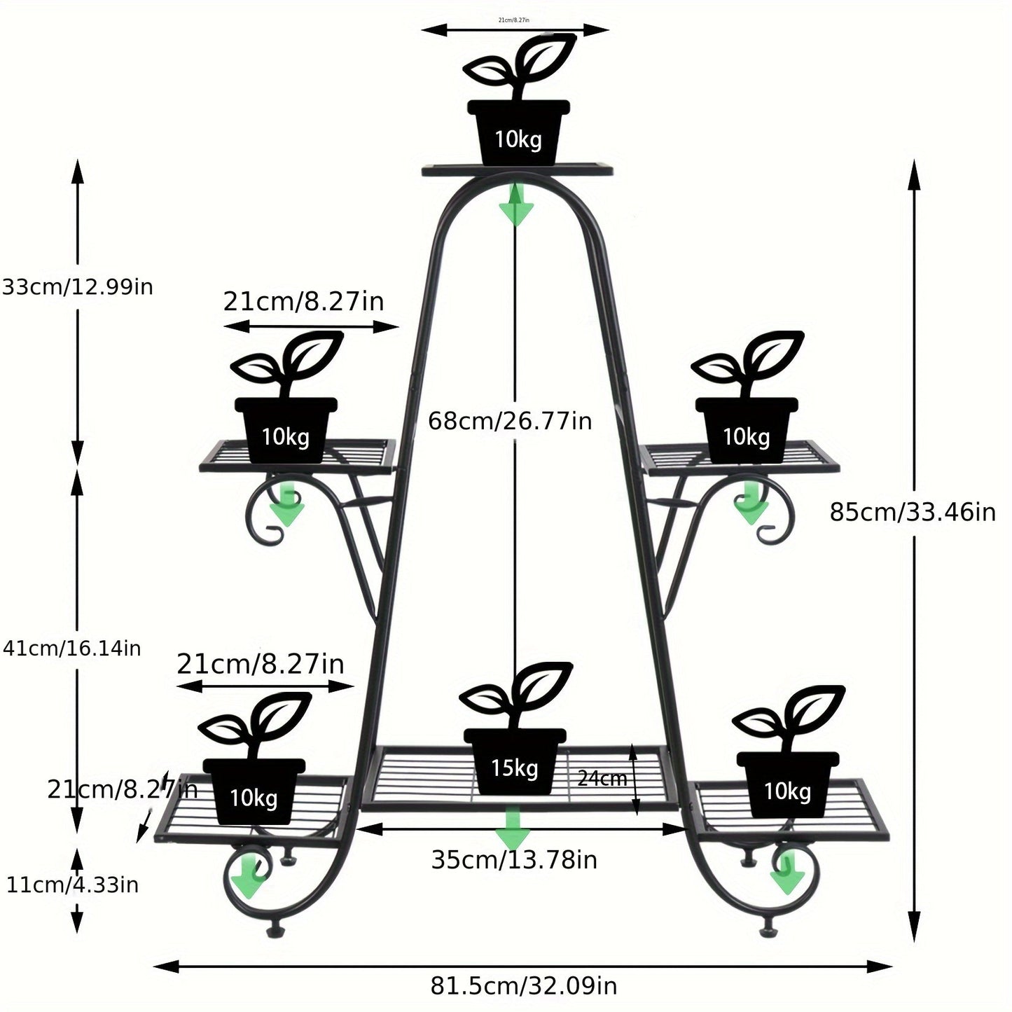6 Tier Metal Plant Stand - Space-Saving Multi-Plant Display Rack - Sturdy Black Flower Pot Holder for Home and Patio Decor