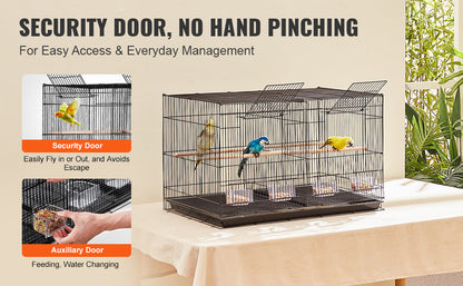 SucceBuy 30" Stackable Divided Bird Cage – Portable Travel Birdcage with Handle & Perch