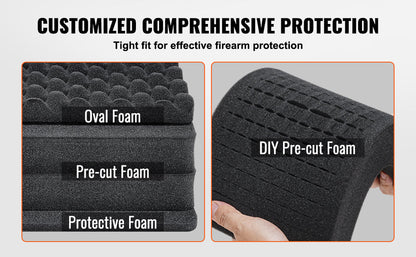 VEVOR Hard Pistol Case — Waterproof Dustproof Lockable Gun Case with Pre-Cut PU Foam for 1/2/5/6 Pistols