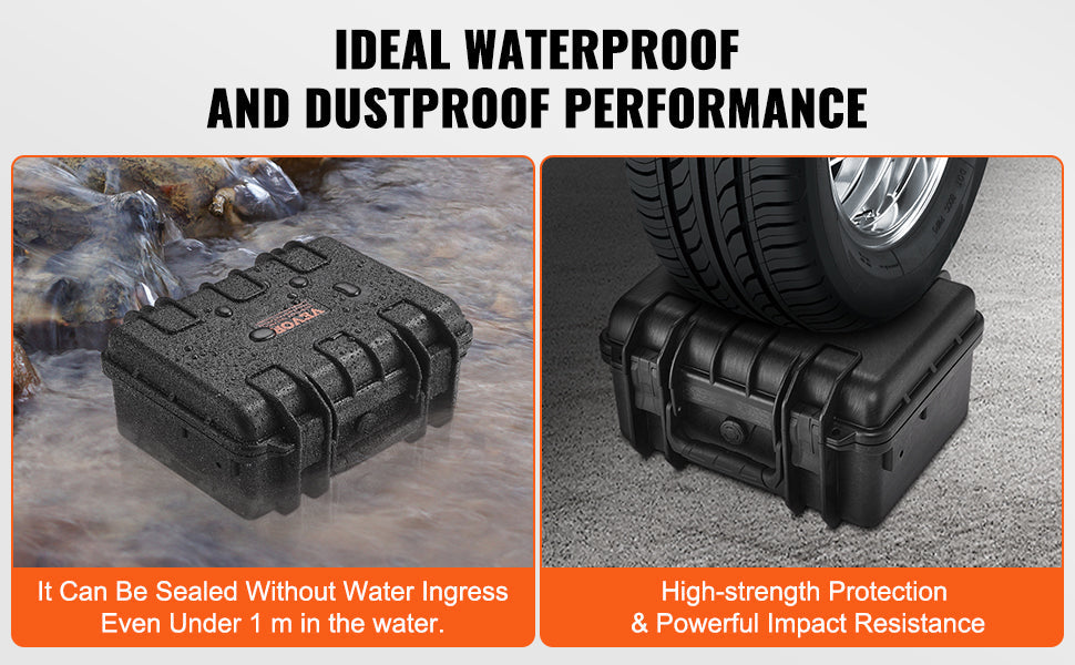 VEVOR Hard Pistol Case — Waterproof Dustproof Lockable Gun Case with Pre-Cut PU Foam for 1/2/5/6 Pistols