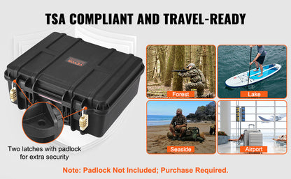 VEVOR Hard Pistol Case — Waterproof Dustproof Lockable Gun Case with Pre-Cut PU Foam for 1/2/5/6 Pistols